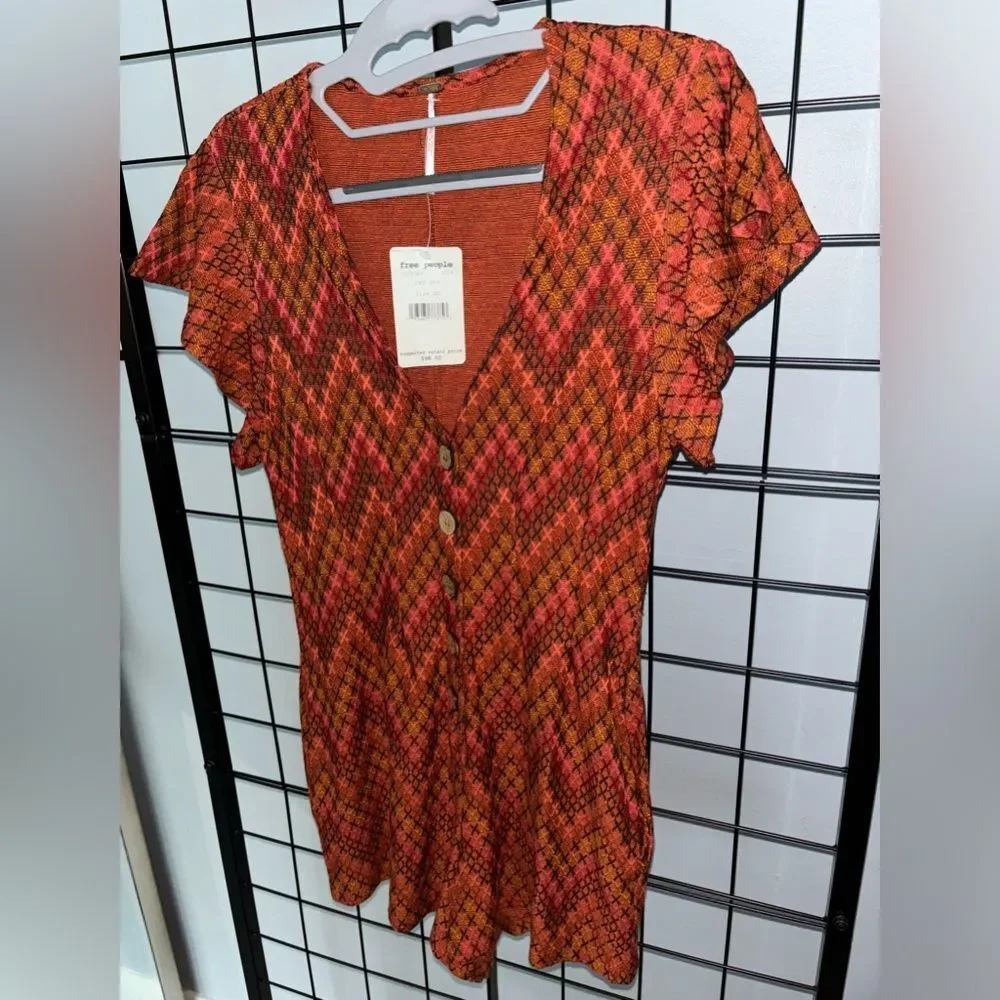 Free People Phoenix Playsuit Romper with Geometric Pattern NWT